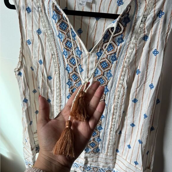 J. Jill Lilah Textured-Stripes Embroidered Top - Picture 6 of 7